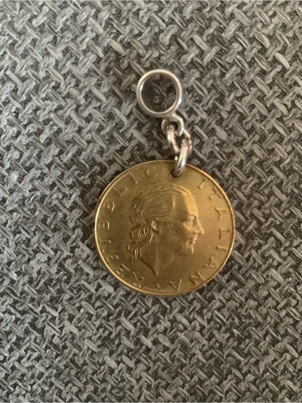 Authentic Vintage Italian 200 Lire Coin Pendant